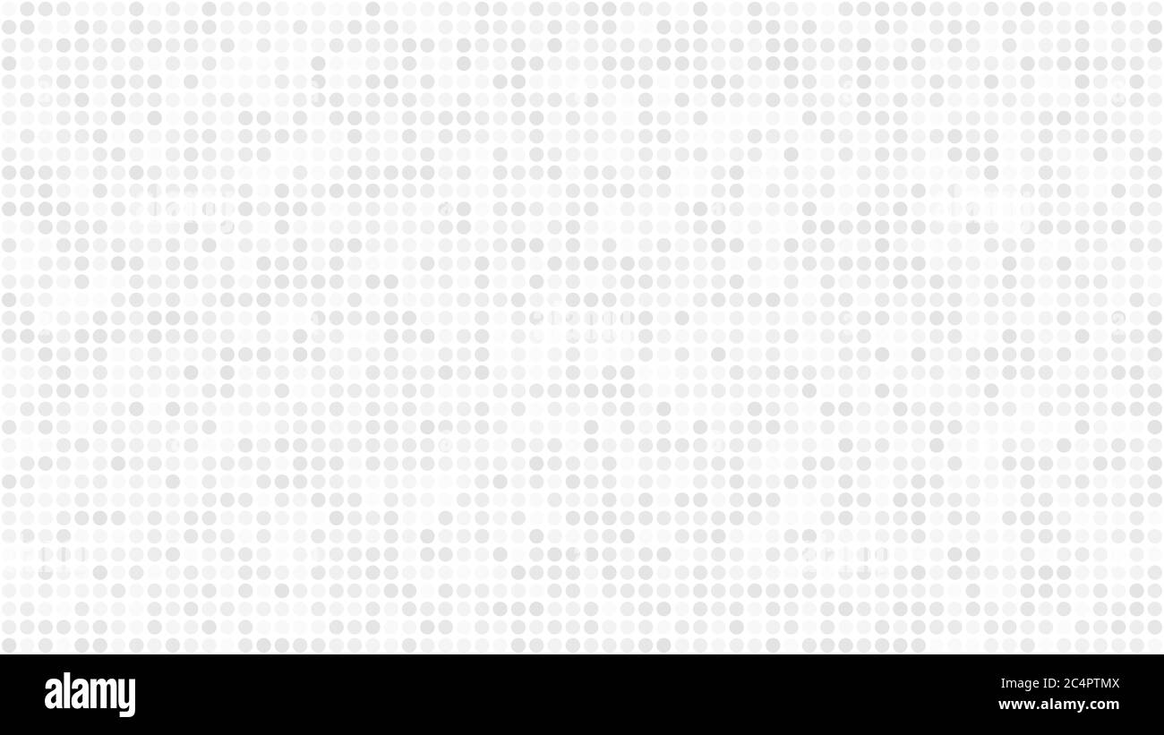 Sfondo chiaro astratto di piccoli cerchi o pixel in bianco e grigio. Illustrazione Vettoriale