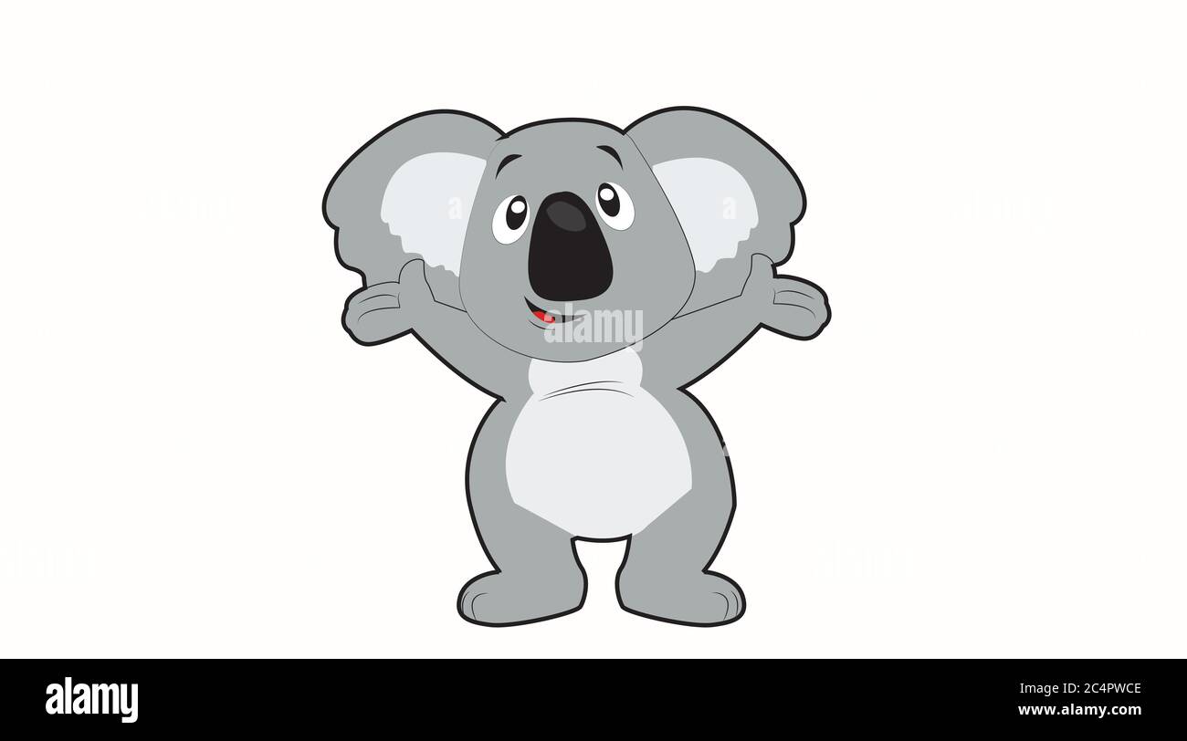 Isola Illustrazione di un Koala felice su uno sfondo bianco Illustrazione Vettoriale