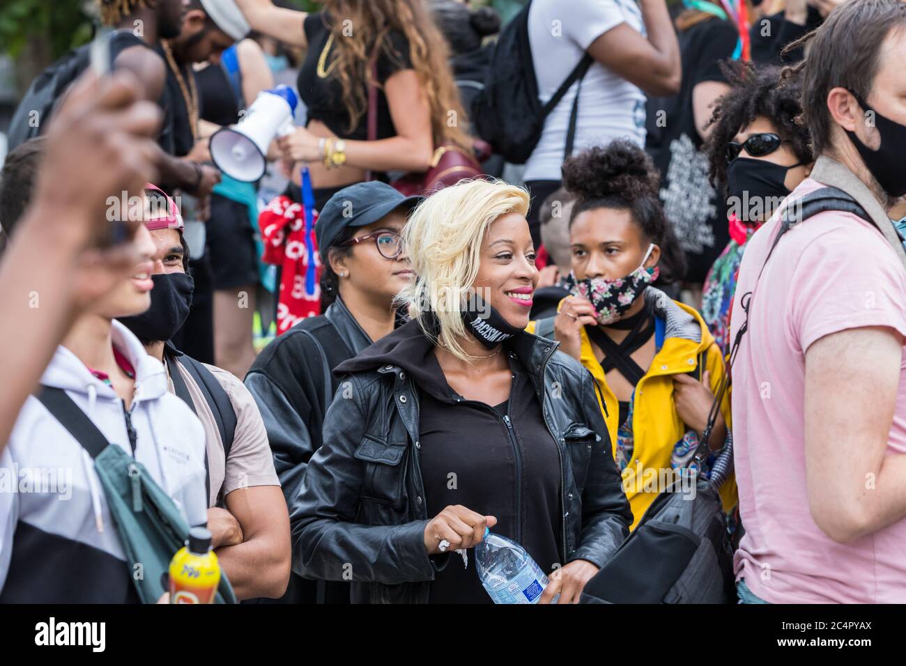 Imarn Ayton alla protesta della Black Trans Lives Matter a Londra Foto Stock