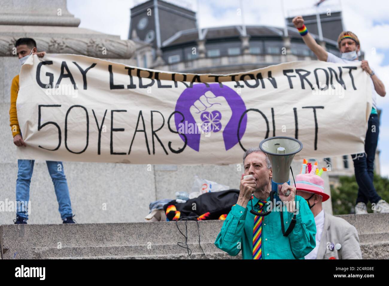 Peter Tatchell celebra il 50° anniversario del fronte di liberazione gay Foto Stock