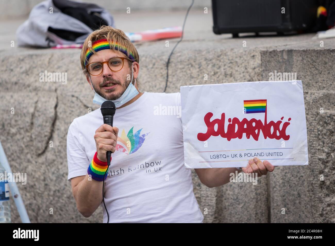 Jarek Kubiak parla al 50° anniversario del fronte di Liberazione gay Foto Stock