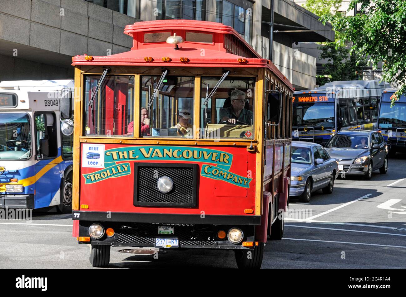 Un autobus turistico di Vancouver in una strada a Vancouver, Canada Foto Stock