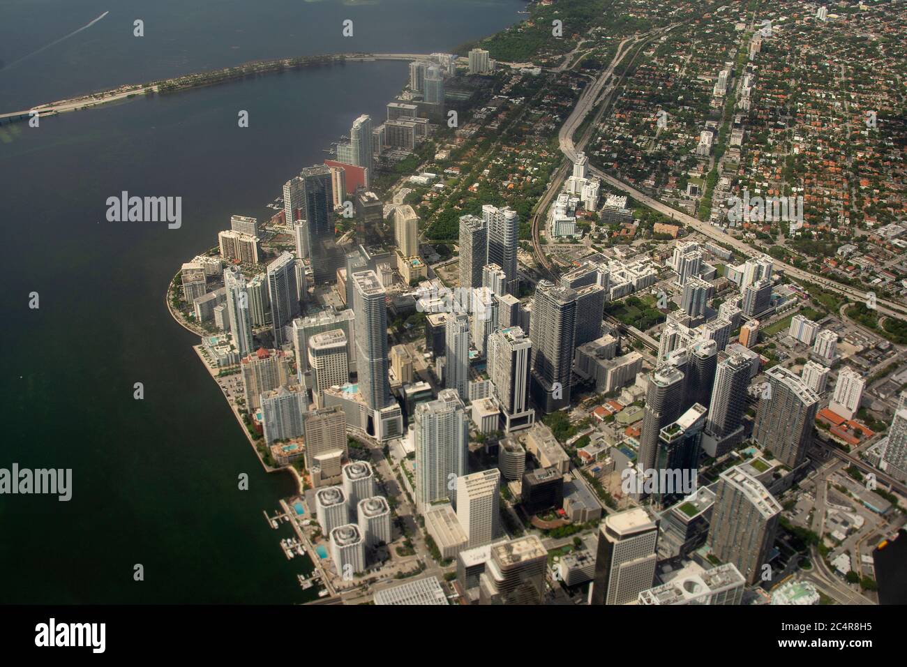 Veduta aerea di Brickell, un quartiere a Miami, Florida, Stati Uniti Foto Stock