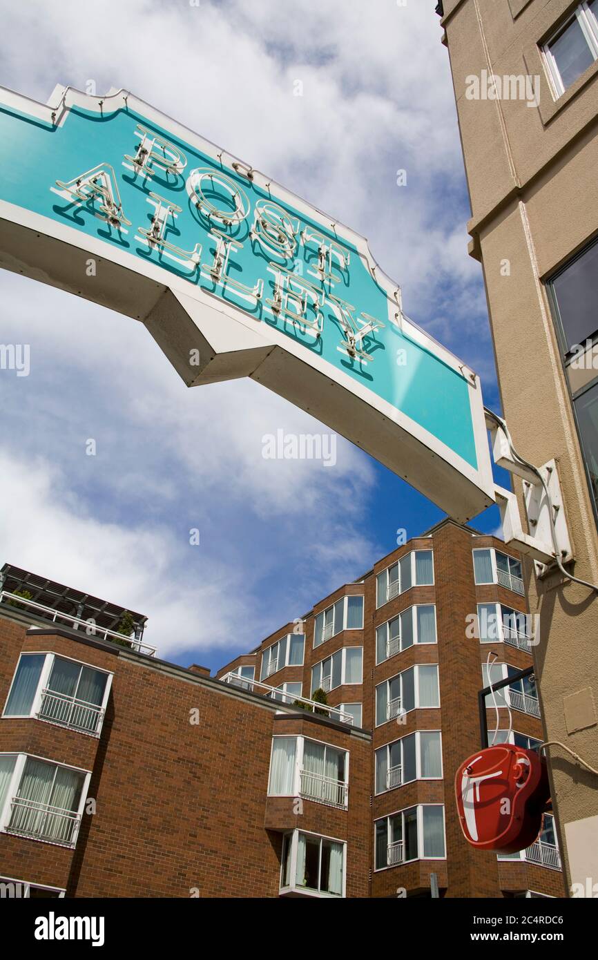 Post Alley nel Pike Place Public Market, Seattle, Washington state, USA, Nord America Foto Stock