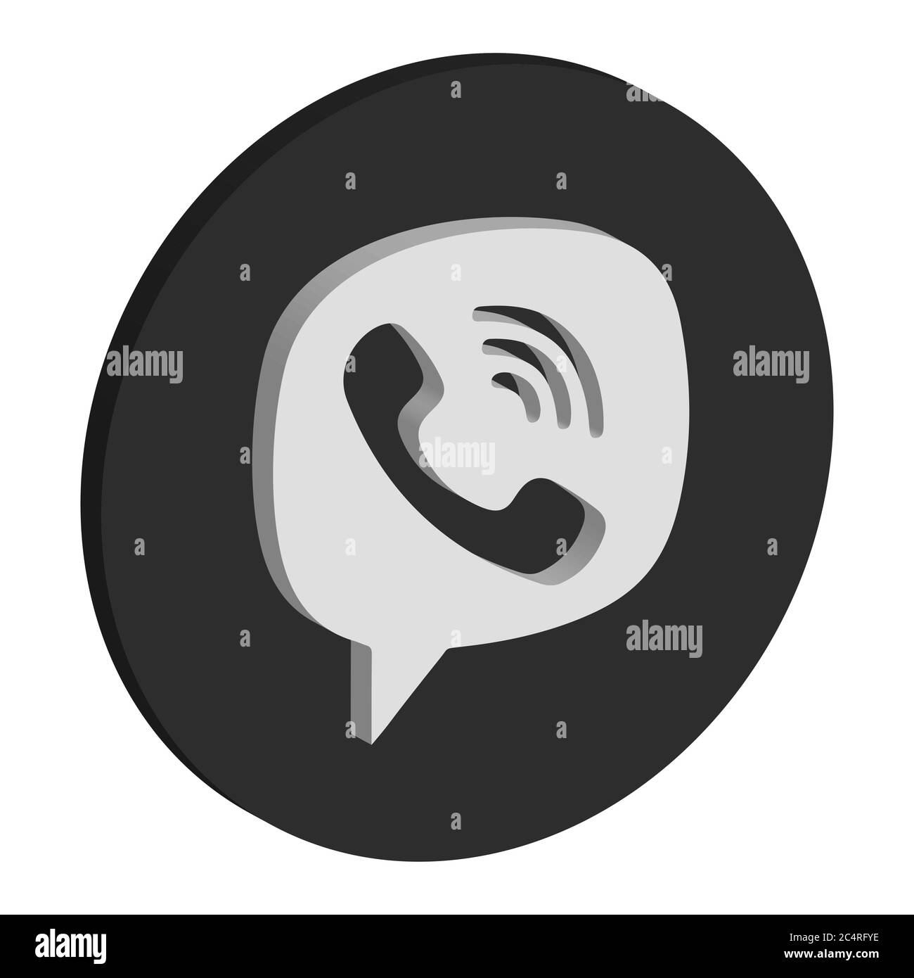 VORONEZH, RUSSIA - 21 NOVEMBRE 2019: Icona rotonda isometrica con logo Viber in colore nero Illustrazione Vettoriale