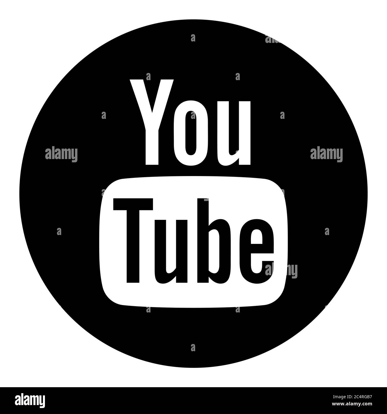 VORONEZH, RUSSIA - 21 NOVEMBRE 2019: Icona rotonda del logo YouTube in colore nero Illustrazione Vettoriale