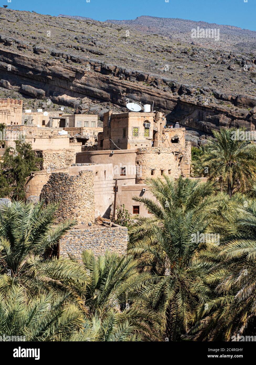 Antico villaggio di al Misfah, Sultanato dell'Oman. Foto Stock