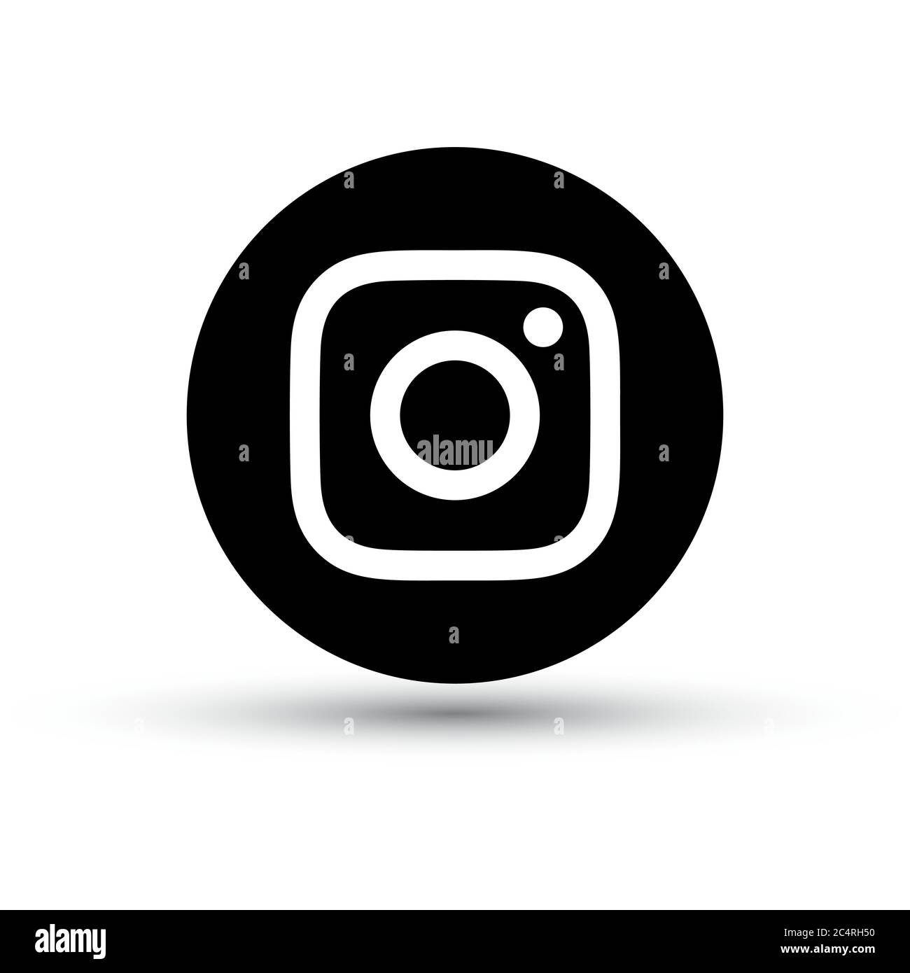 VORONEZH, RUSSIA - 31 GENNAIO 2020: Icona rotonda nera con logo Instagram con ombra Illustrazione Vettoriale
