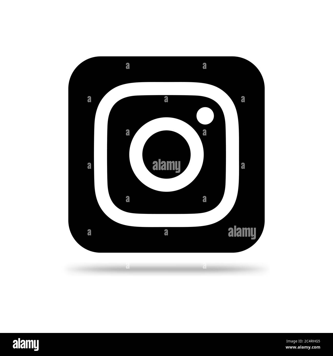 VORONEZH, RUSSIA - 31 GENNAIO 2020: Icona quadrata nera con logo Instagram con ombra Illustrazione Vettoriale