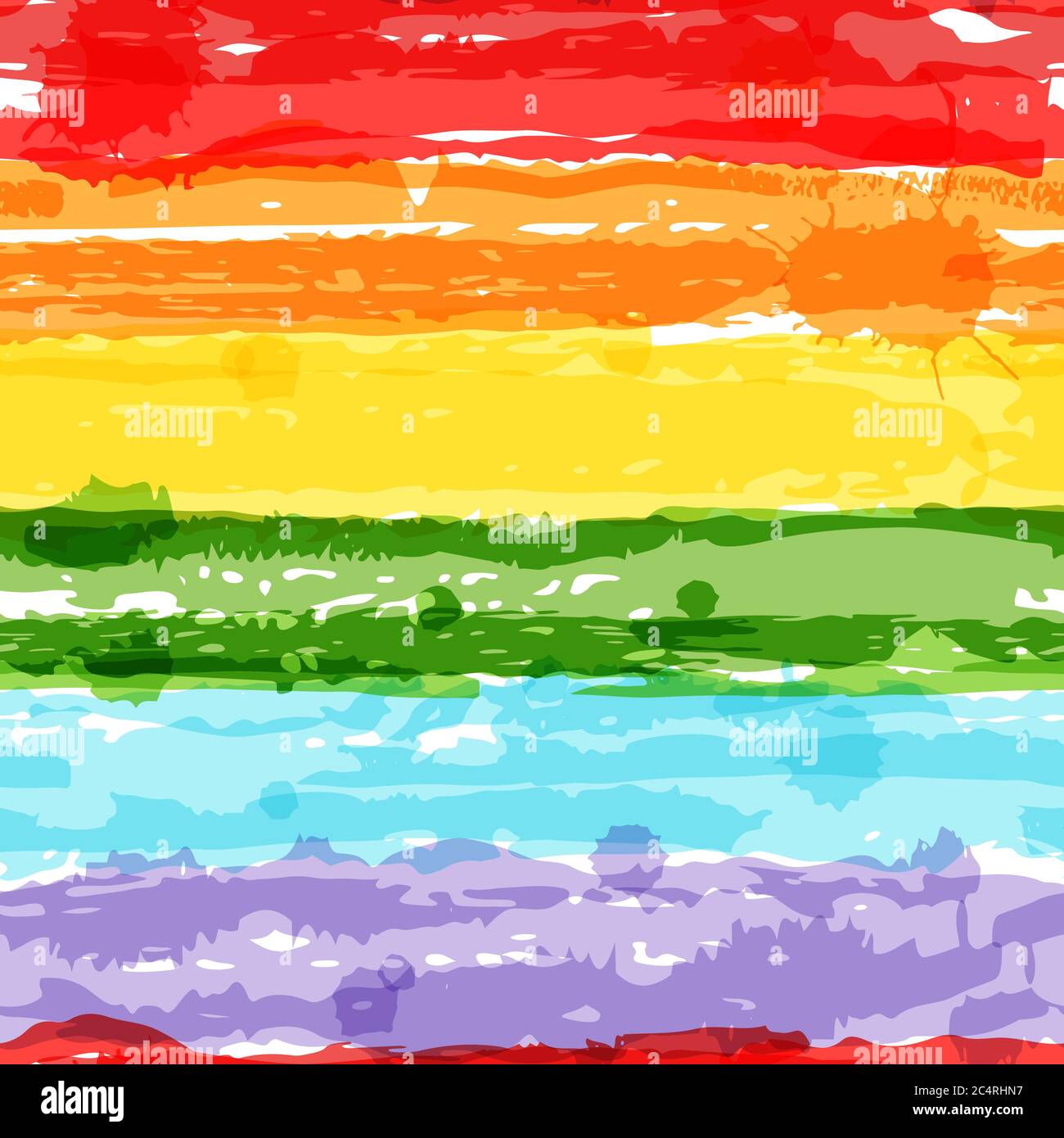 Astratto acquerello arcobaleno strisce vettore modello senza giunture. Stampa tessile di moda con tratti di linea luminosi. Art inchiostro grunge texture sfondo. Trendy f Illustrazione Vettoriale