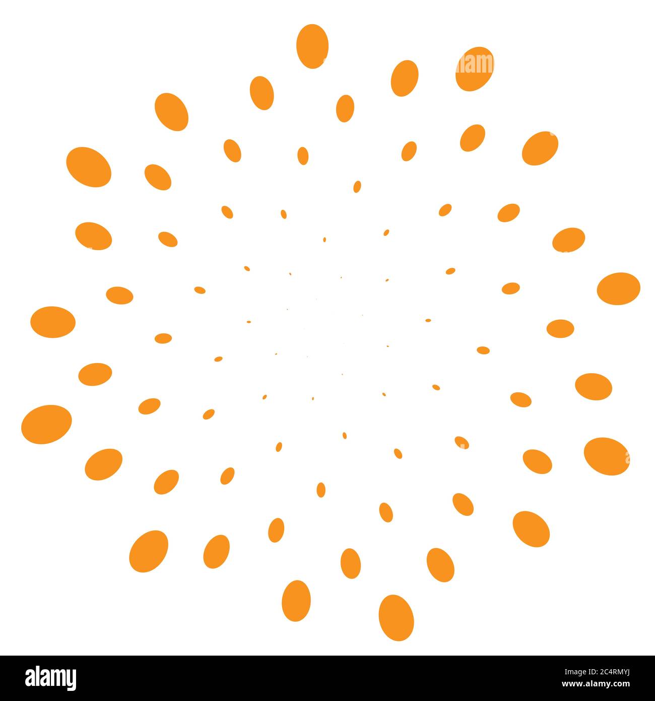Sfondo punteggiato mezzitoni distribuito in modo circolare. Modello vettoriale effetto mezzitoni. Punti circolari isolati sullo sfondo bianco. Illustrazione Vettoriale