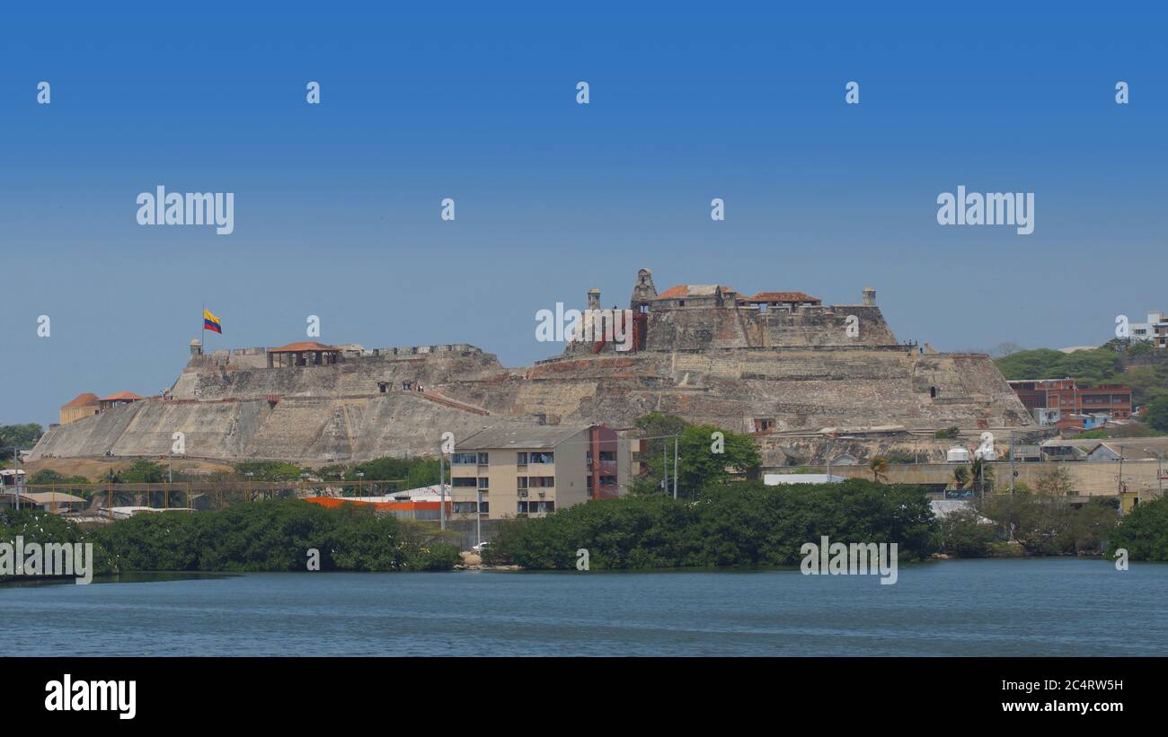 Cartagena de Indias, Bolivar / Colombia - 9 aprile 2016: Vista panoramica del Castillo San Felipe de Barajas è una fortezza nella città di Cartagena. È un Foto Stock