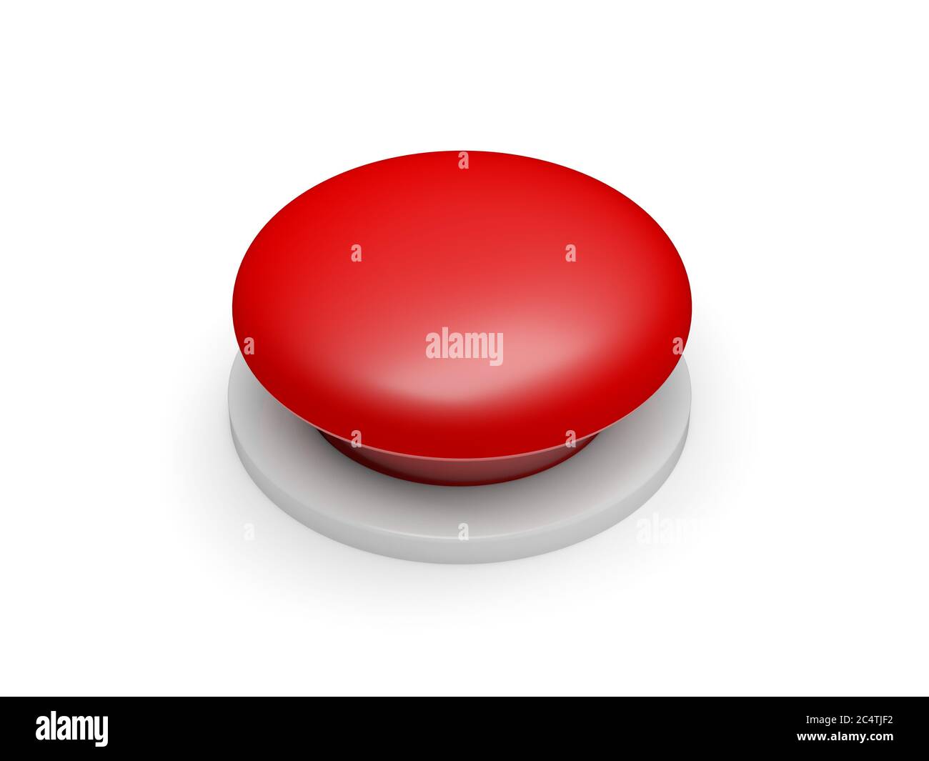 Pulsante rosso isolato su sfondo bianco. illustrazione 3d. Foto Stock