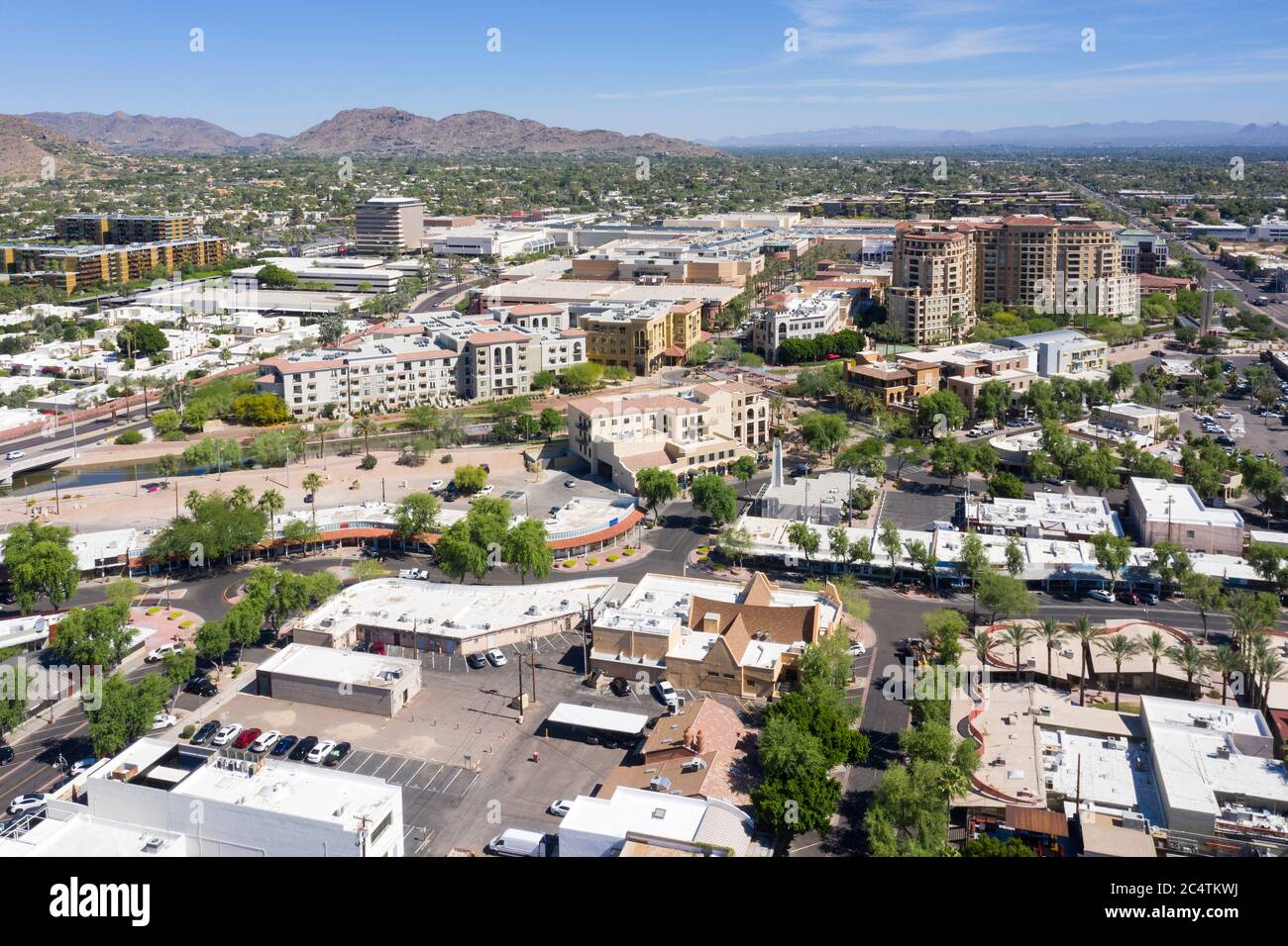 Vista aerea sul centro di Scottsdale, Arizona Foto Stock