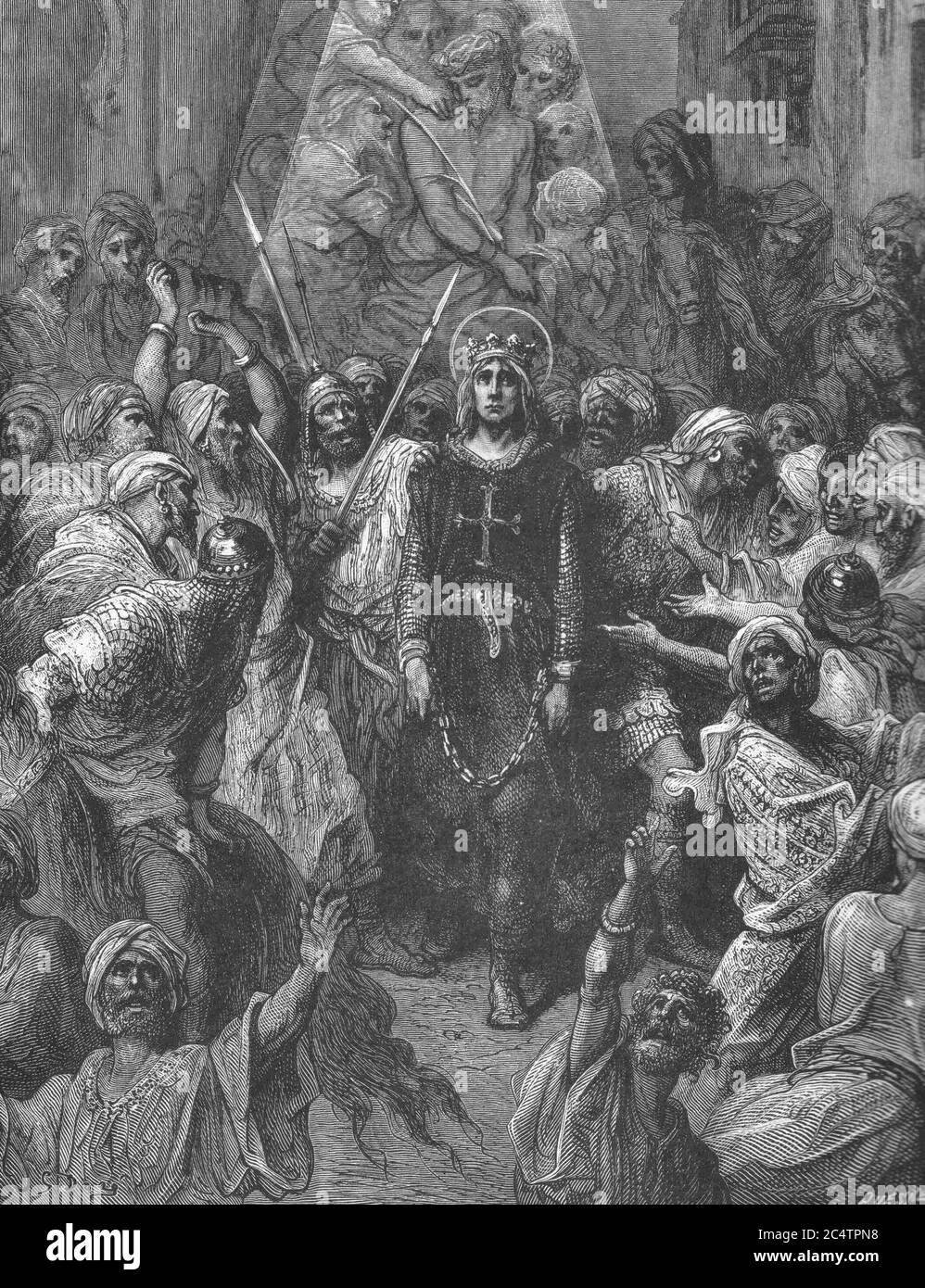 Re Luigi IX fu preso prigioniero nella battaglia di Fariskur, durante la settima Crociata (Gustave Doré) Foto Stock