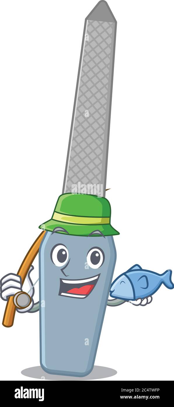 Lo stile di disegno del cartone animato di file di unghie pronto va a pesca Illustrazione Vettoriale