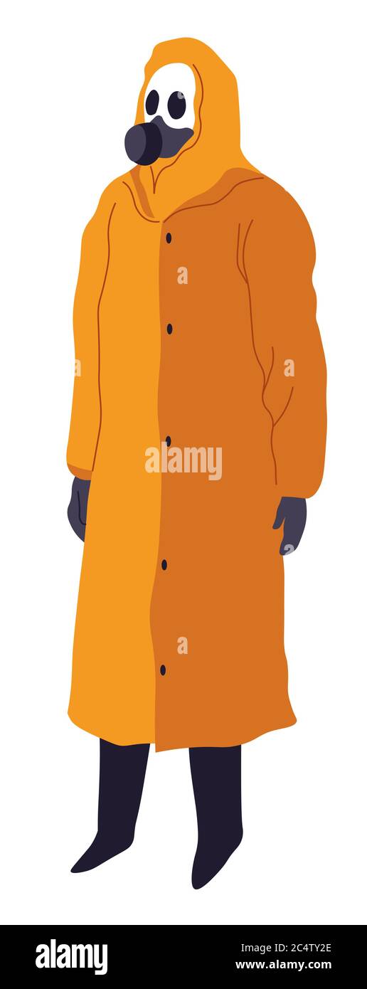 Costume protettivo con maschera respiratore, vettore tuta nocciola Illustrazione Vettoriale