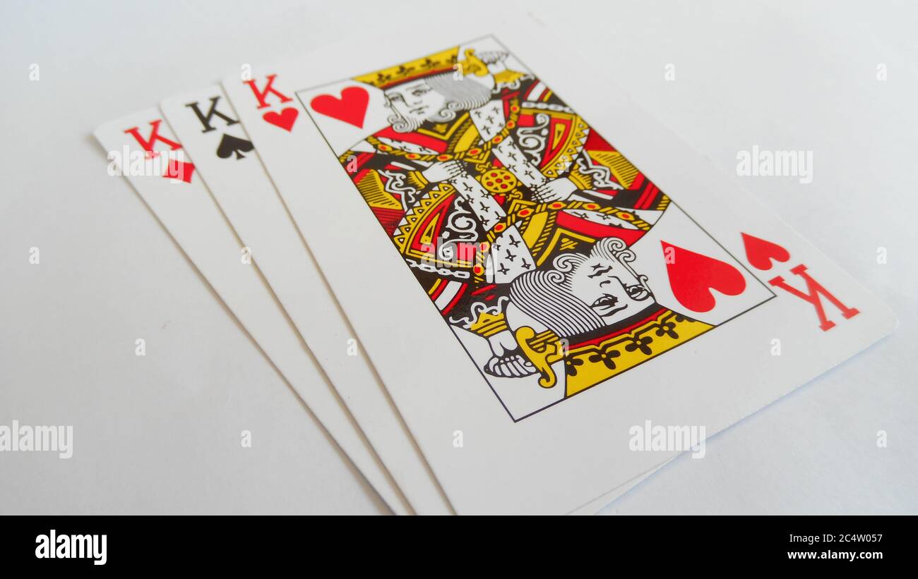 tre re da un pacco di carte da gioco. Foto Stock