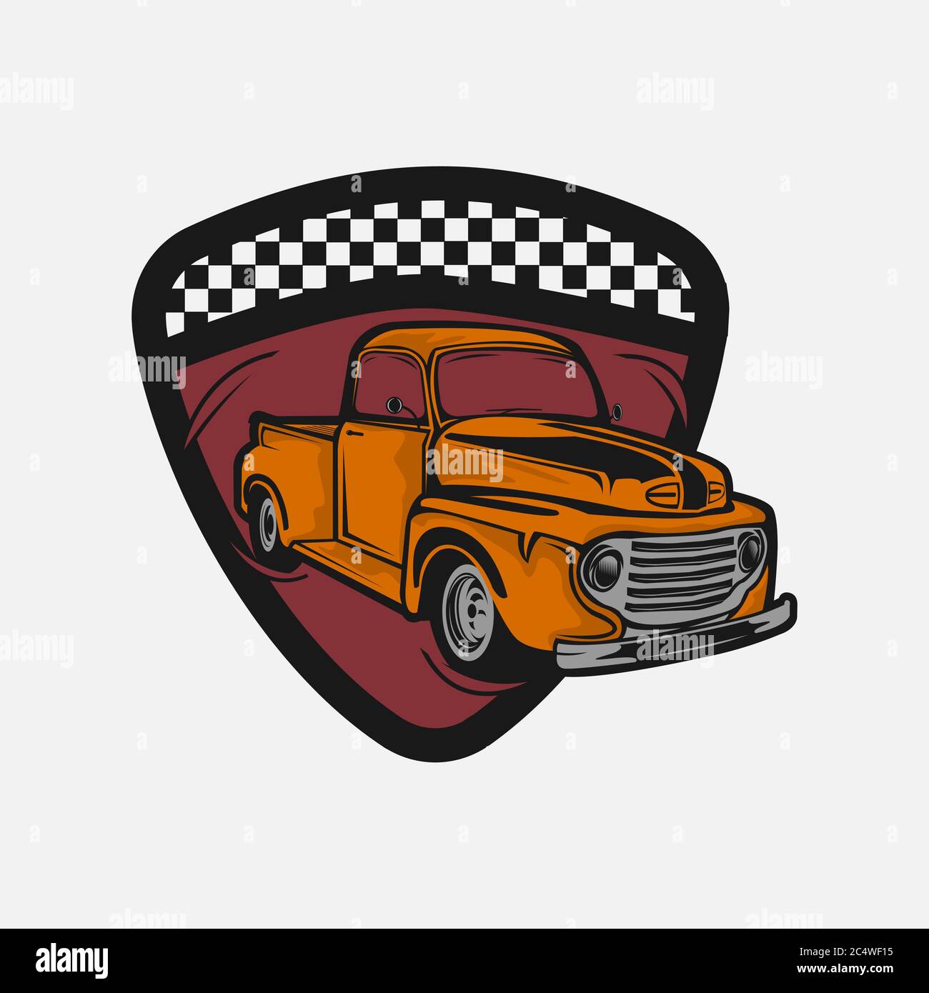Illustrazione di un veicolo classico o logo di un'auto vintage o retrò. stile vintage.EPS 10 Illustrazione Vettoriale