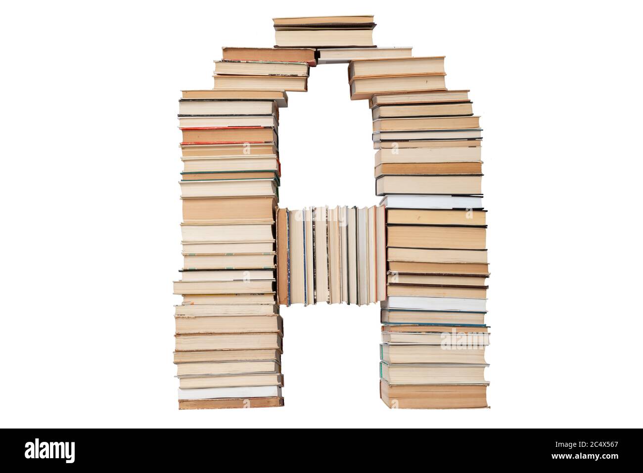 Letter - un fatto di libri isolati su sfondo bianco. Libro mockup carattere lettera dall'alfabeto. Concetto di istruzione. Nessuno Foto Stock