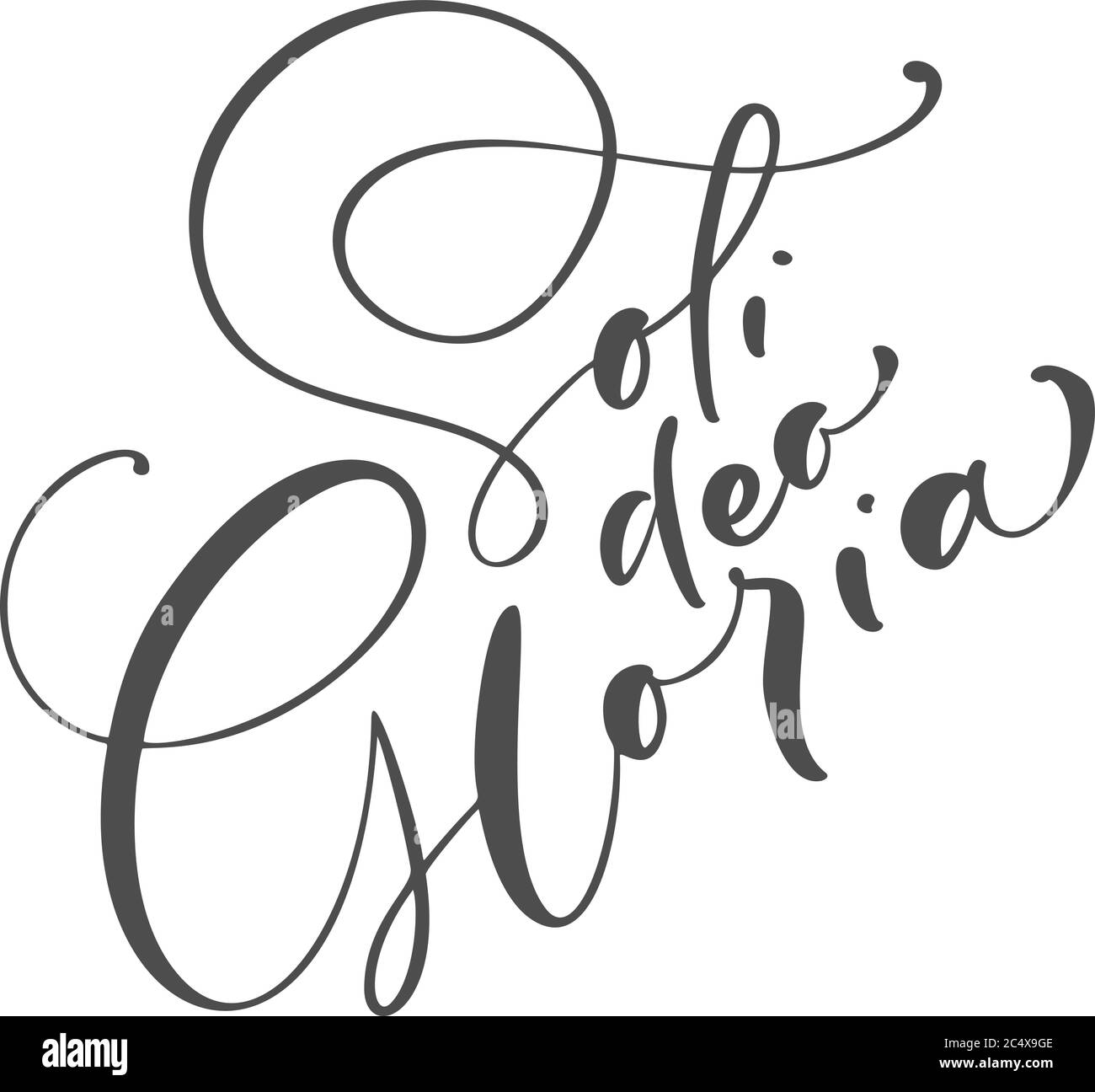 Testo con lettere vettoriali cristiane soli Deo Gloria. Uno dei cinque punti di fondazione della teologia protestante cinque solas. Sola Scriptura Illustrazione Vettoriale