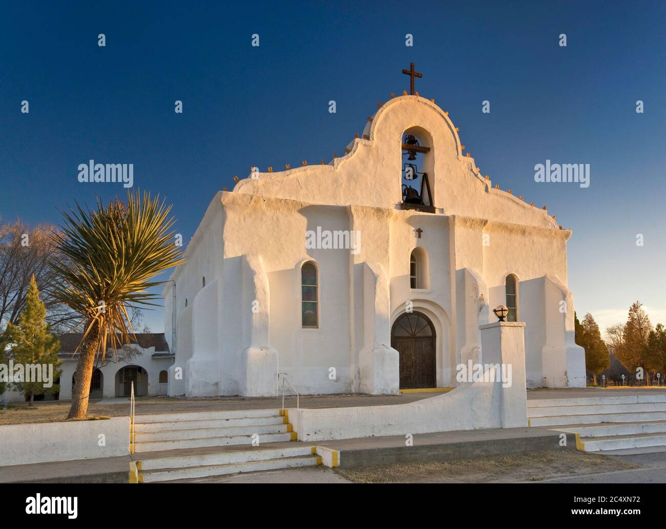 San Elizario Presidio al tramonto, vicino a El Paso, Texas, USA Foto Stock