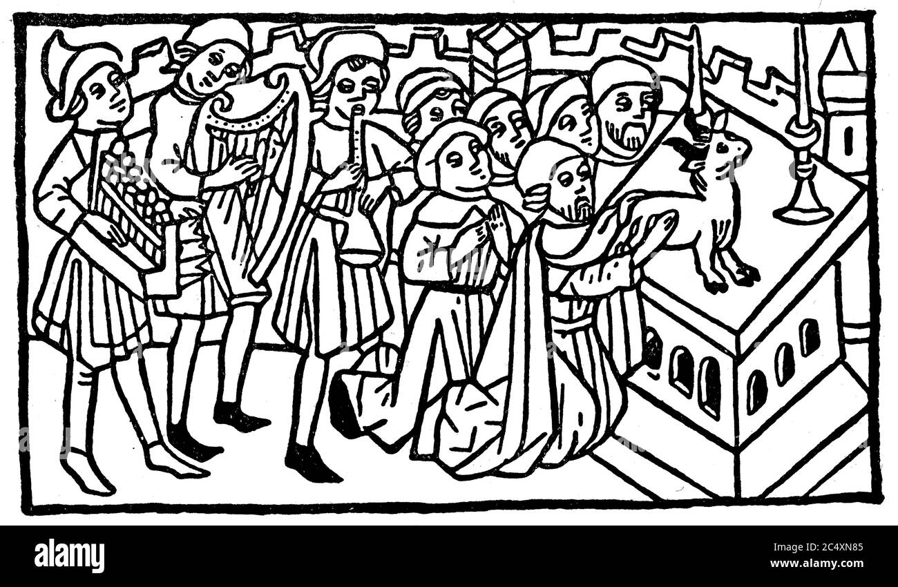 Grazie vittime a Bethulien da Giuditta fatto. Dal libro delle quattro storie, 1462 / Dankopfer in Bethulien nach Giudici Tat. Aus dem Buch der vier Historien, 1462 Foto Stock