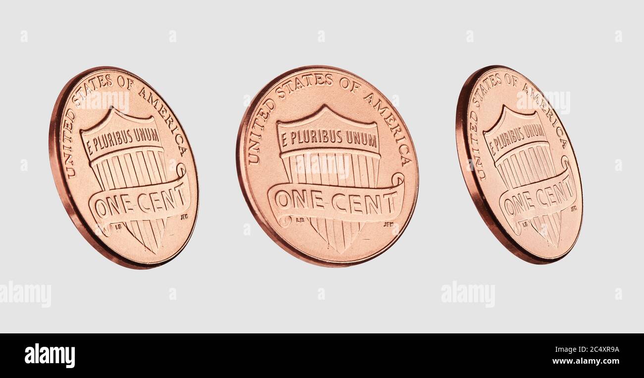 moneta di bronzo americana da un cent isolata con percorso di ritaglio Foto Stock