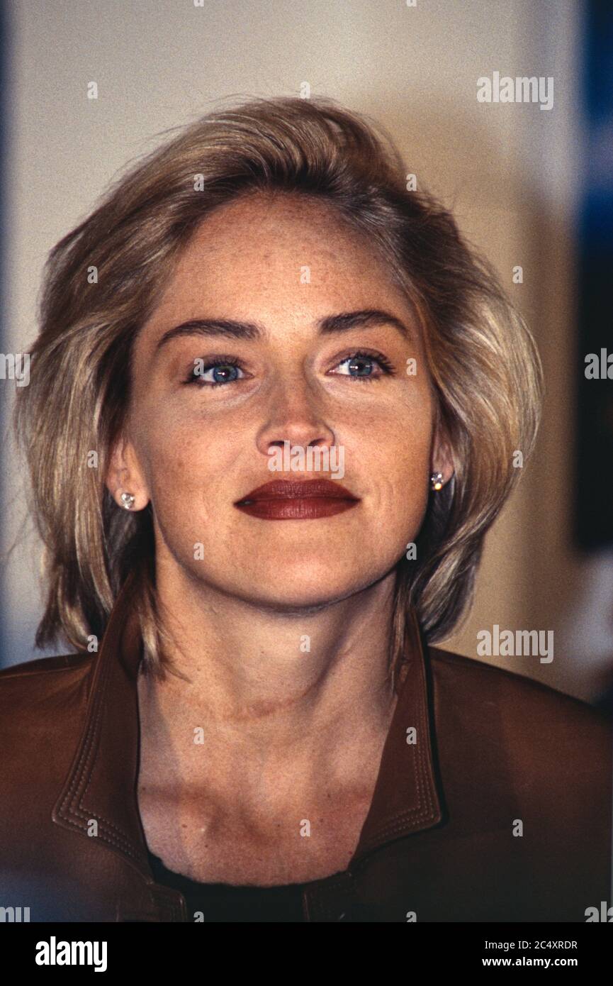 28.02.1996, Amburgo, Sharon Stone, star di Hollywood alla stampa e foto per il film 'Casino', in cui ha interpretato Ginger McKenna / Rothstein. Ha ricevuto un Golden Globe (miglior attrice) per il ruolo e è stata nominata per un Oscar. | utilizzo in tutto il mondo Foto Stock