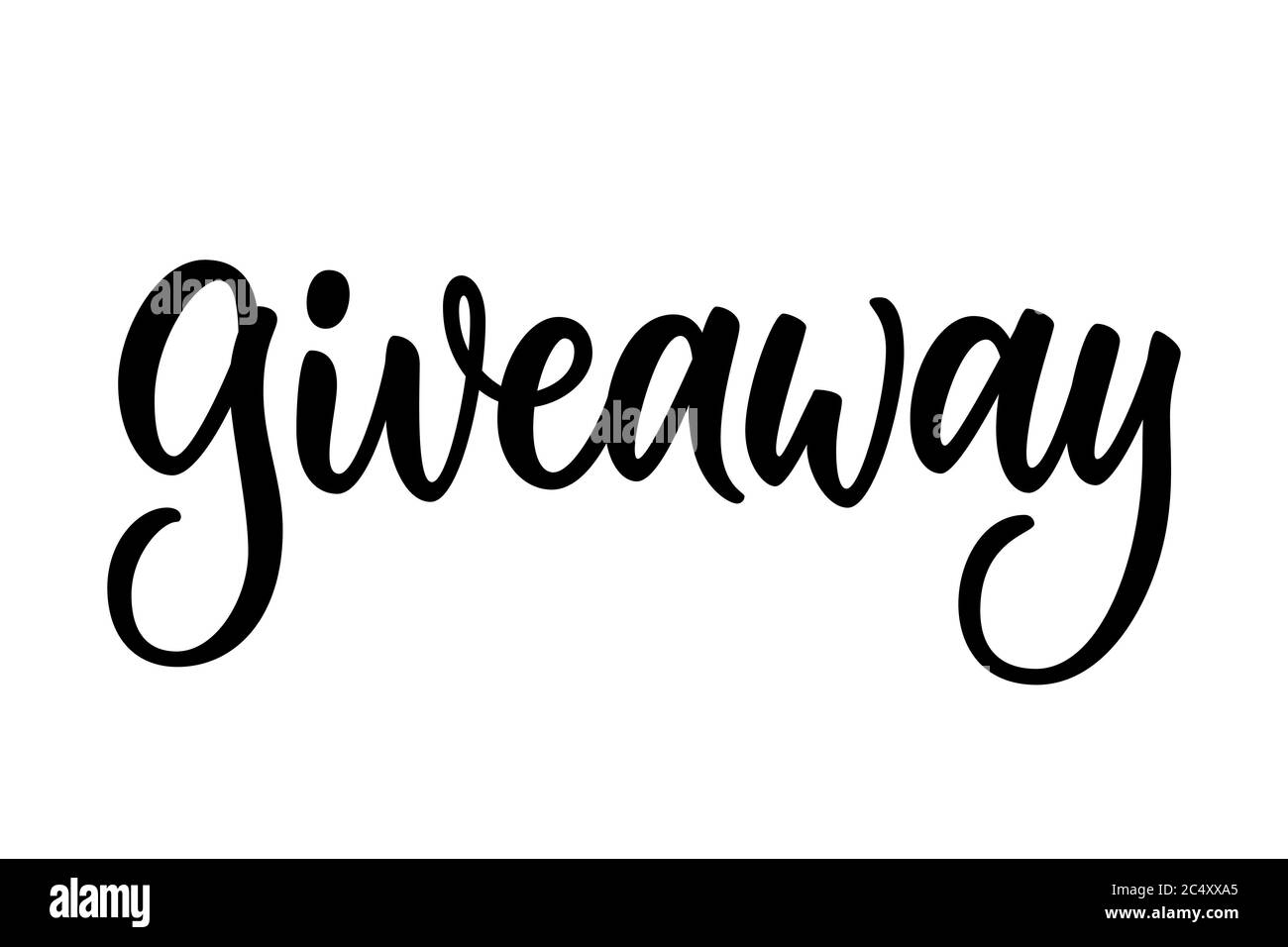 Calligrafia giveaway scritta isolata su sfondo bianco. Tipografia elemento di disegno scritto a mano per banner, volantini, poster, etichette o tag. Disegnata a mano Illustrazione Vettoriale