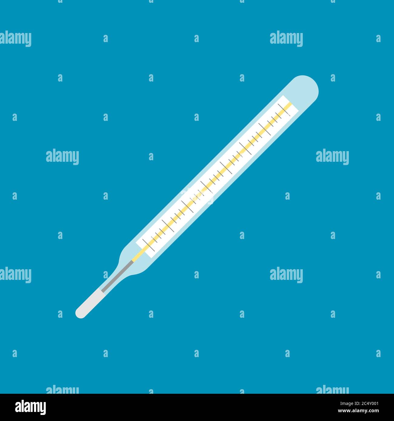 Termometro in vetro di vecchia moda per la misurazione della temperatura  corporea su sfondo blu. Termometro con mercurio per misurazioni accurate.  Febbre. Vettore Immagine e Vettoriale - Alamy