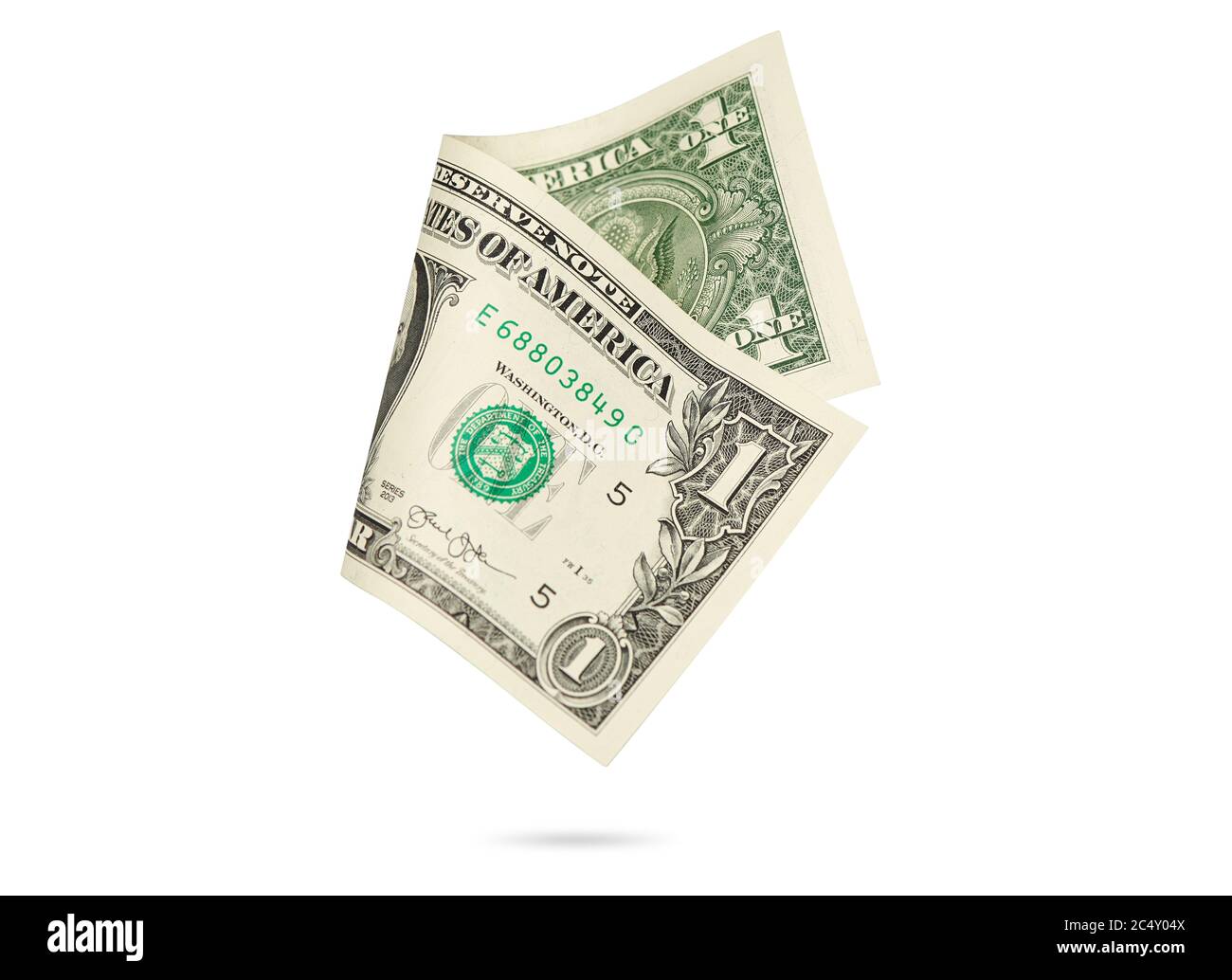 un dollaro isolato su sfondo bianco con tracciato di ritaglio Foto Stock