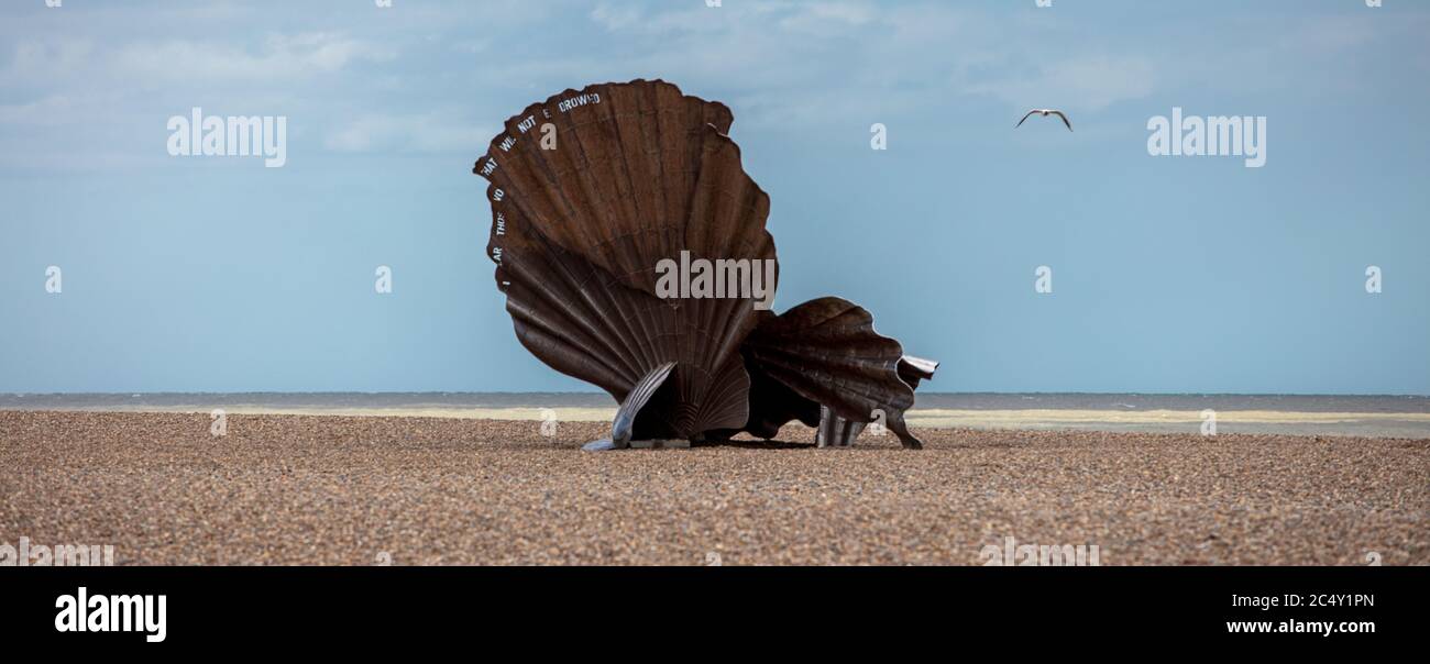 La scultura della Shell di Scallop Aldeburgh Suffolk Foto Stock