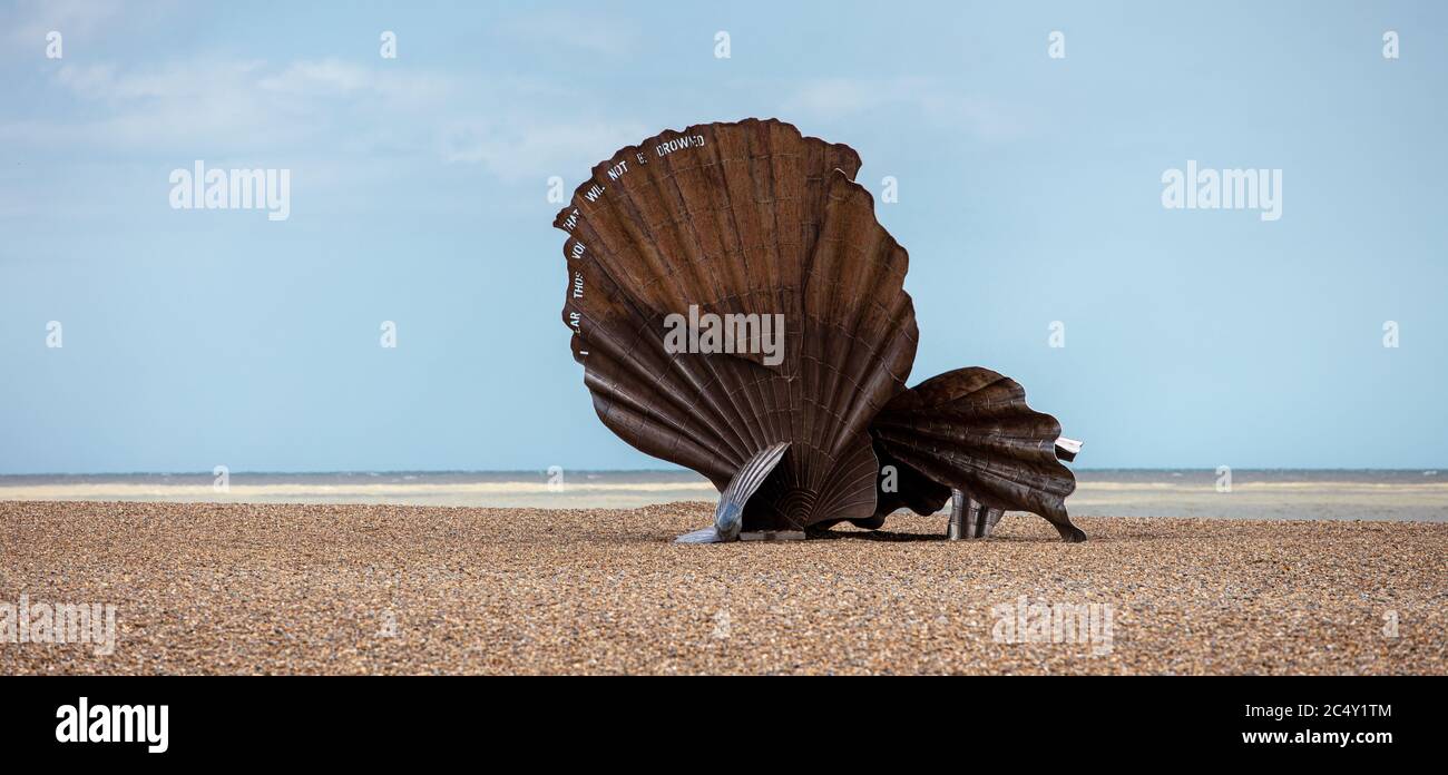 La scultura della Shell di Scallop Aldeburgh Suffolk Foto Stock