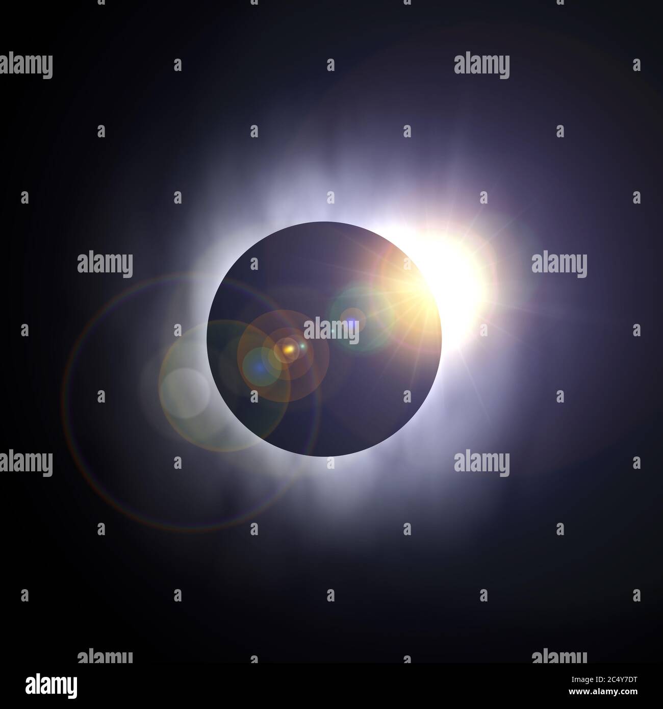 Incredibile closeup solare Eclipse estremo. Rendering 3d Foto Stock