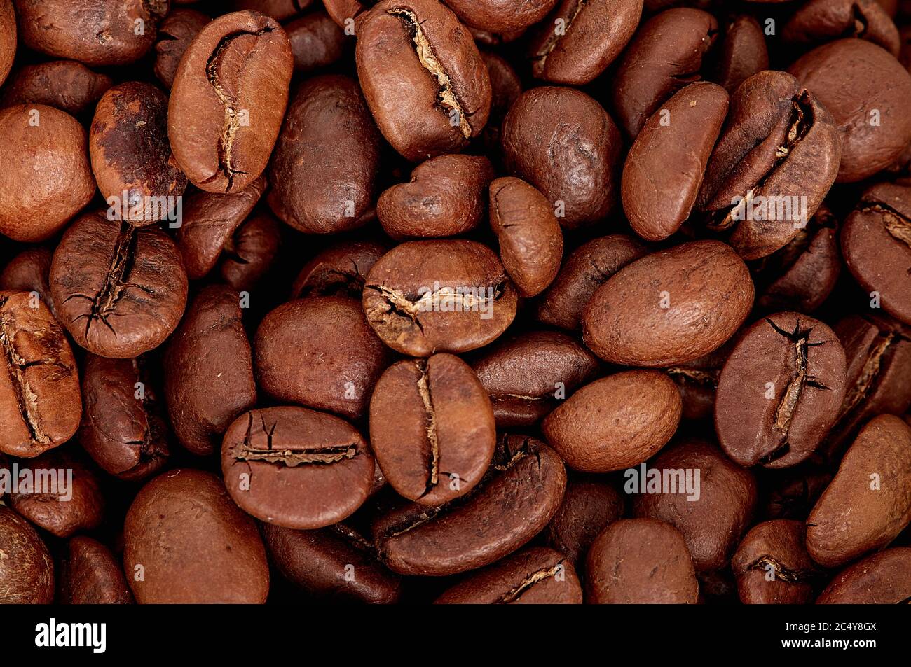 Caffè in grani, bevanda preferita, allegria e mood boost Foto Stock