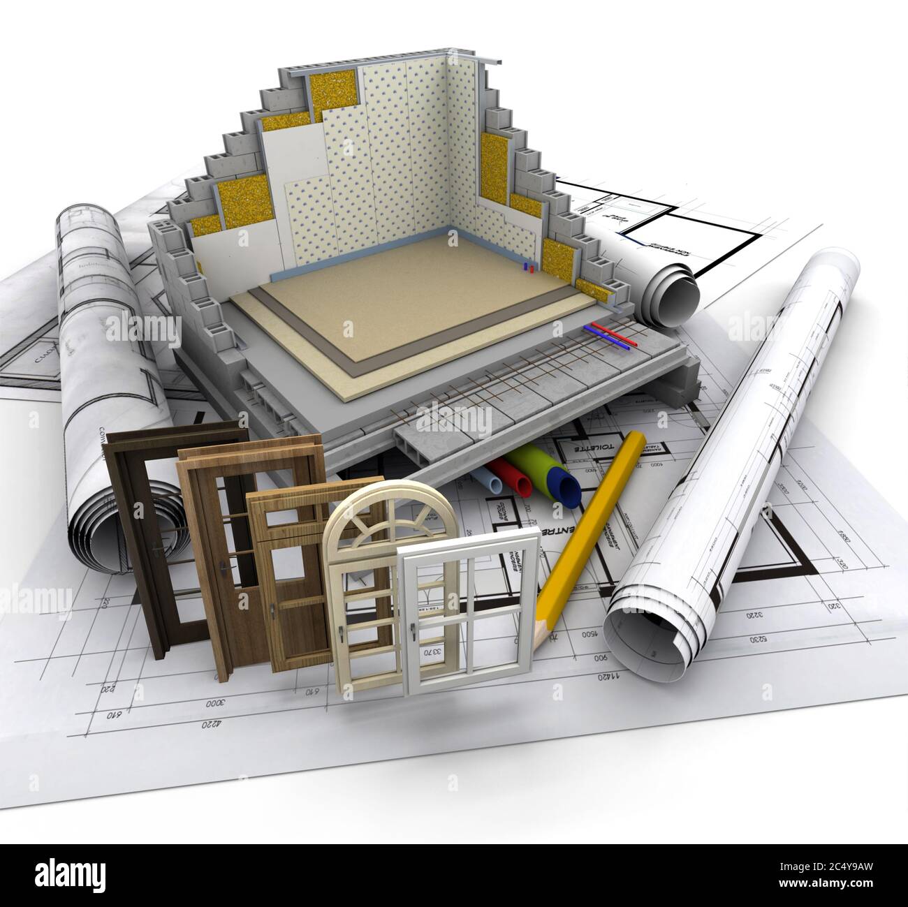 Dettagli tecnici sulla costruzione domestica Foto Stock