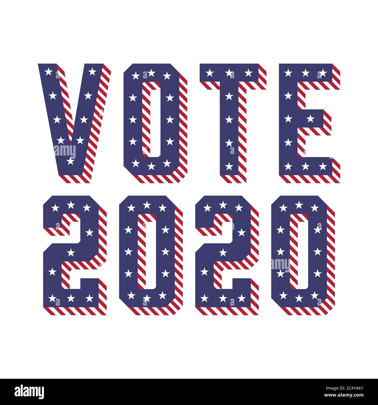 Le elezioni degli Stati Uniti d'America (USA) VOTANO 2020 con l'illustrazione vettoriale del concetto di stelle e strisce Illustrazione Vettoriale