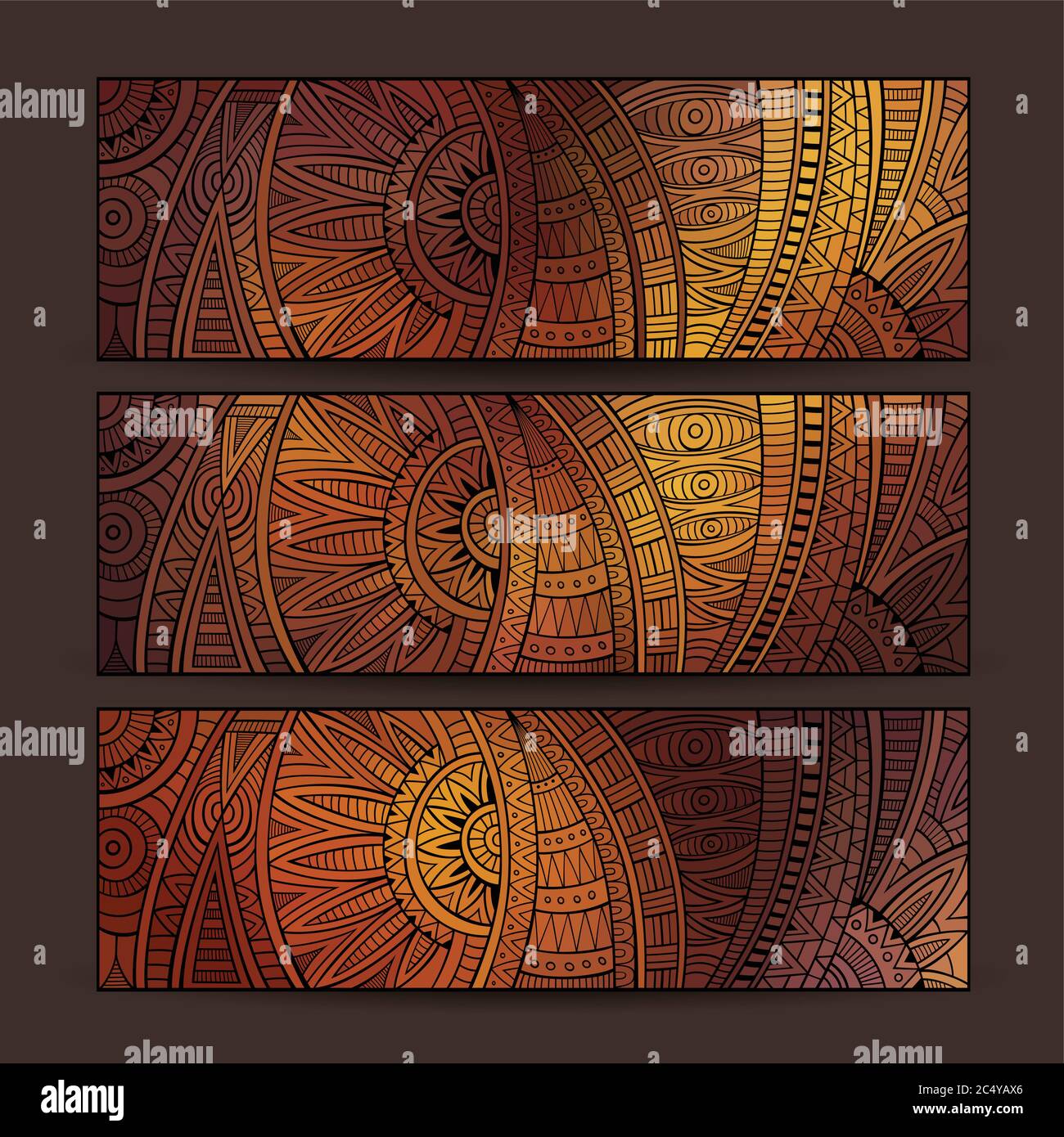 set di schede con motivo etnico. Illustrazione Vettoriale