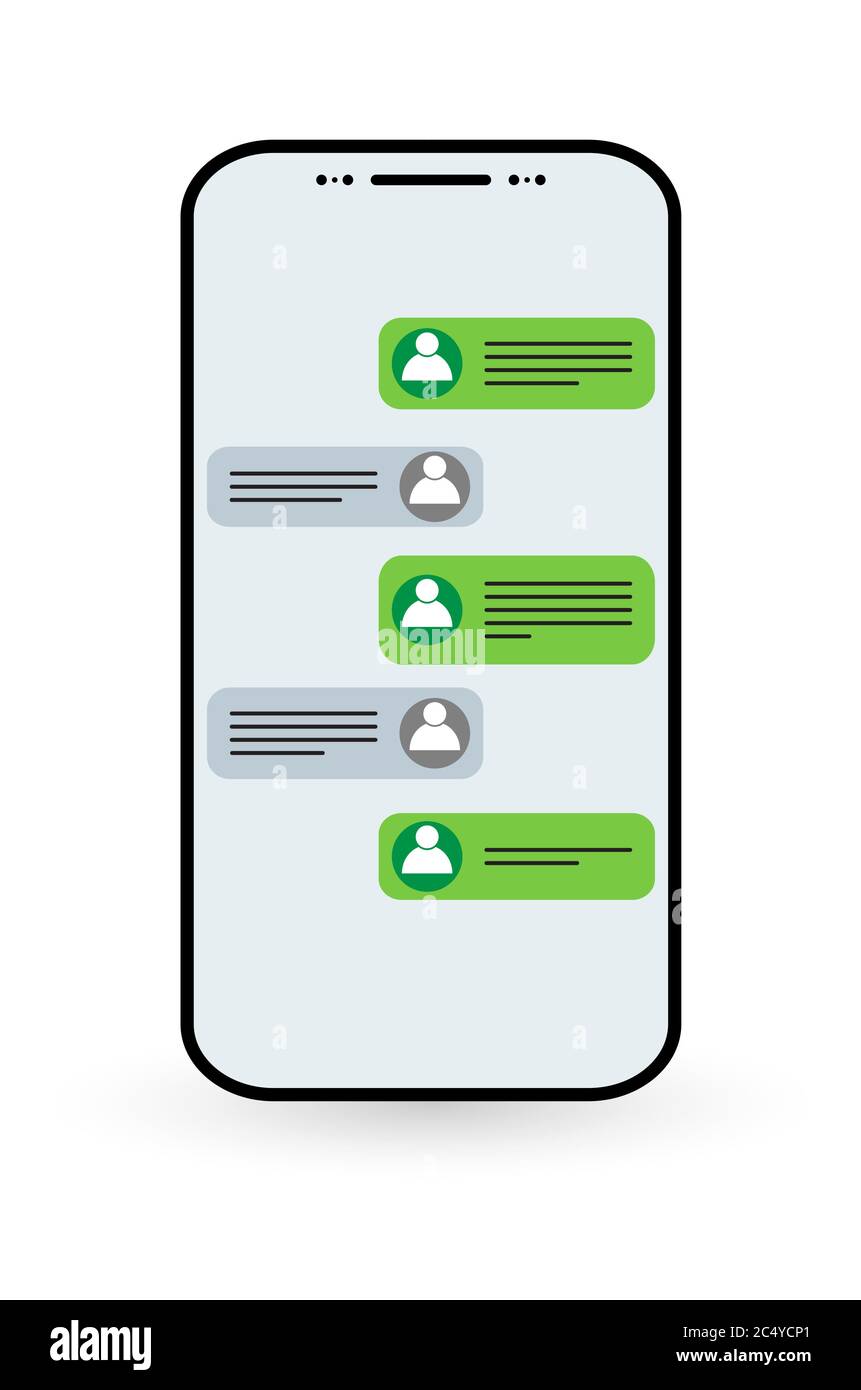 Concetto di icona del social network. Notifica dei messaggi di chat vettoriali sullo smartphone . Illustrazione Vettoriale