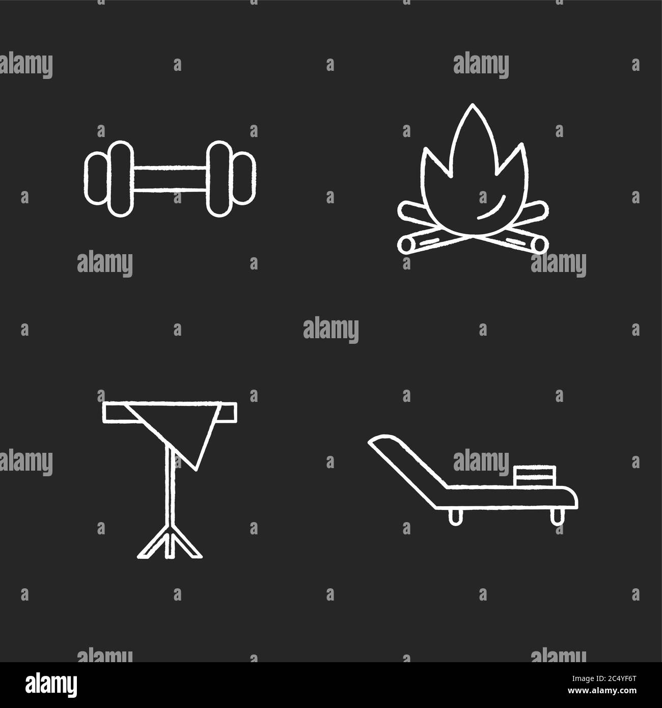 Servizio dell'hotel icone bianche in gesso su sfondo nero Illustrazione Vettoriale
