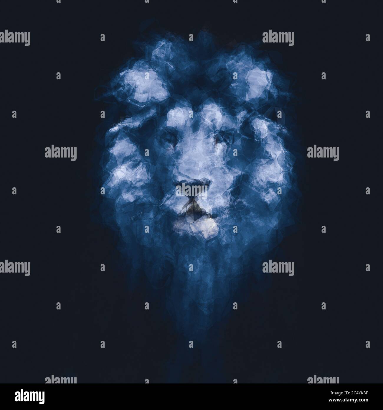 Bassa poli Ritratto di un bellissimo leone, immagine astratta Foto Stock