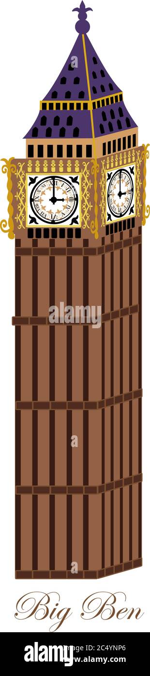 Big ben Tower su sfondo bianco. VETTORE Illustrazione Vettoriale