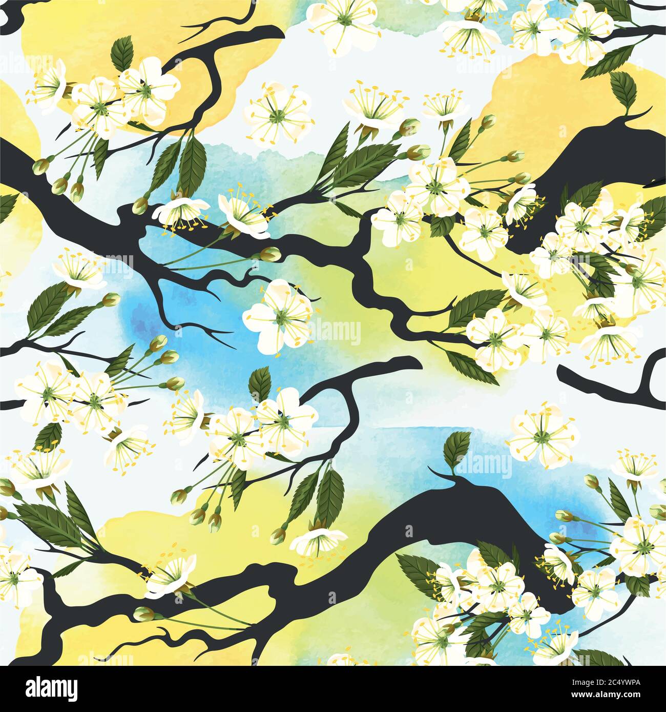 Ciliegia in fiore senza cuciture Illustrazione Vettoriale
