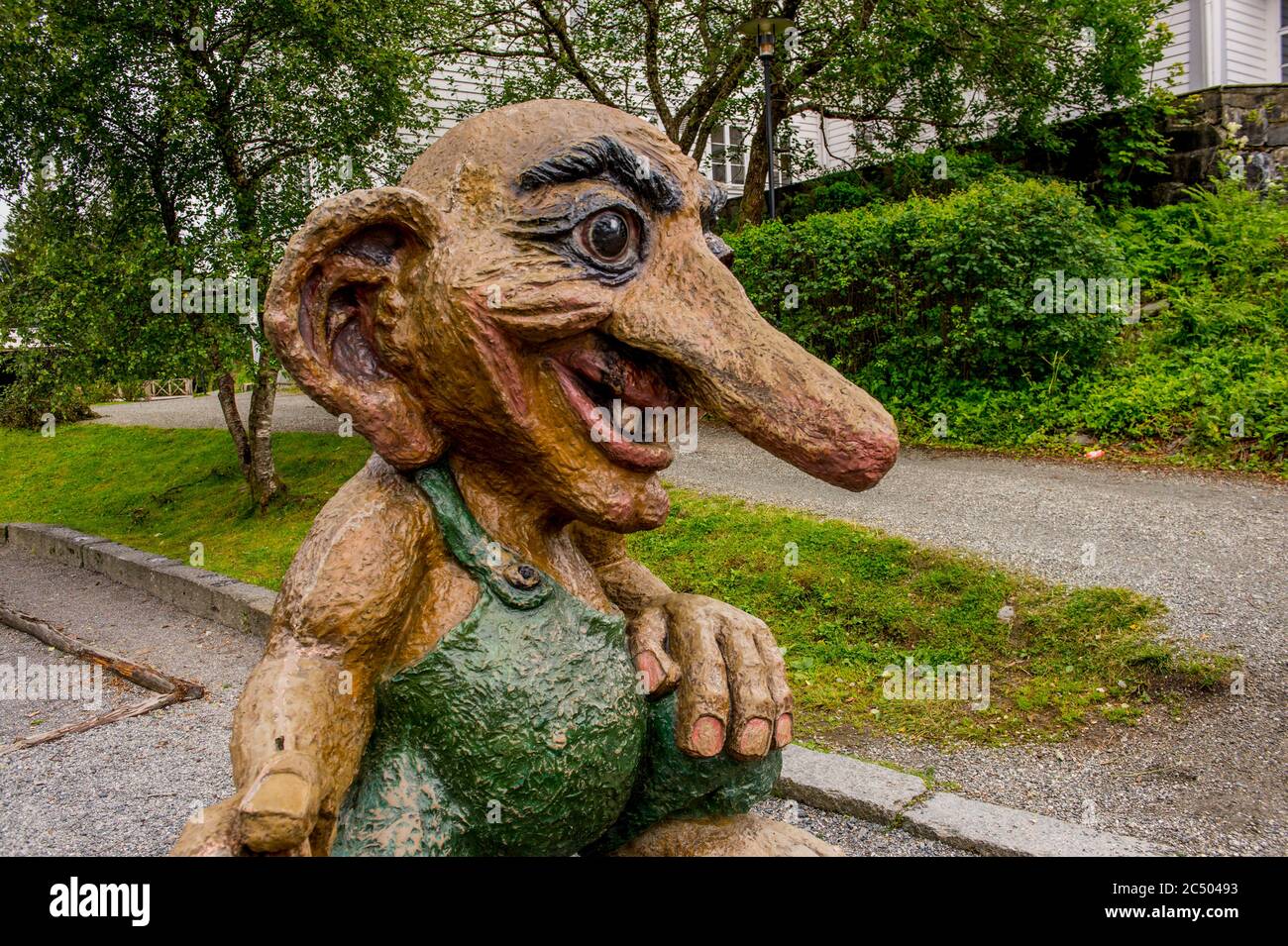 Statua del Troll sul Monte Floyen , Bergen, Norvegia. Foto Stock