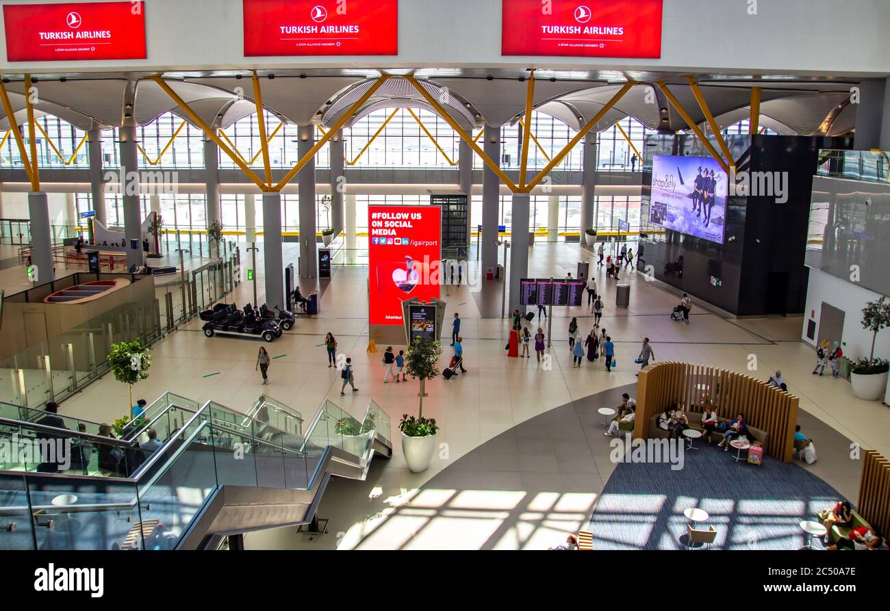 Istanbul, Turchia - 07 agosto 2019: Vista interna del nuovo aeroporto di Istanbul. Il New Istanbul Airport è il principale aeroporto internazionale situato a Istan Foto Stock