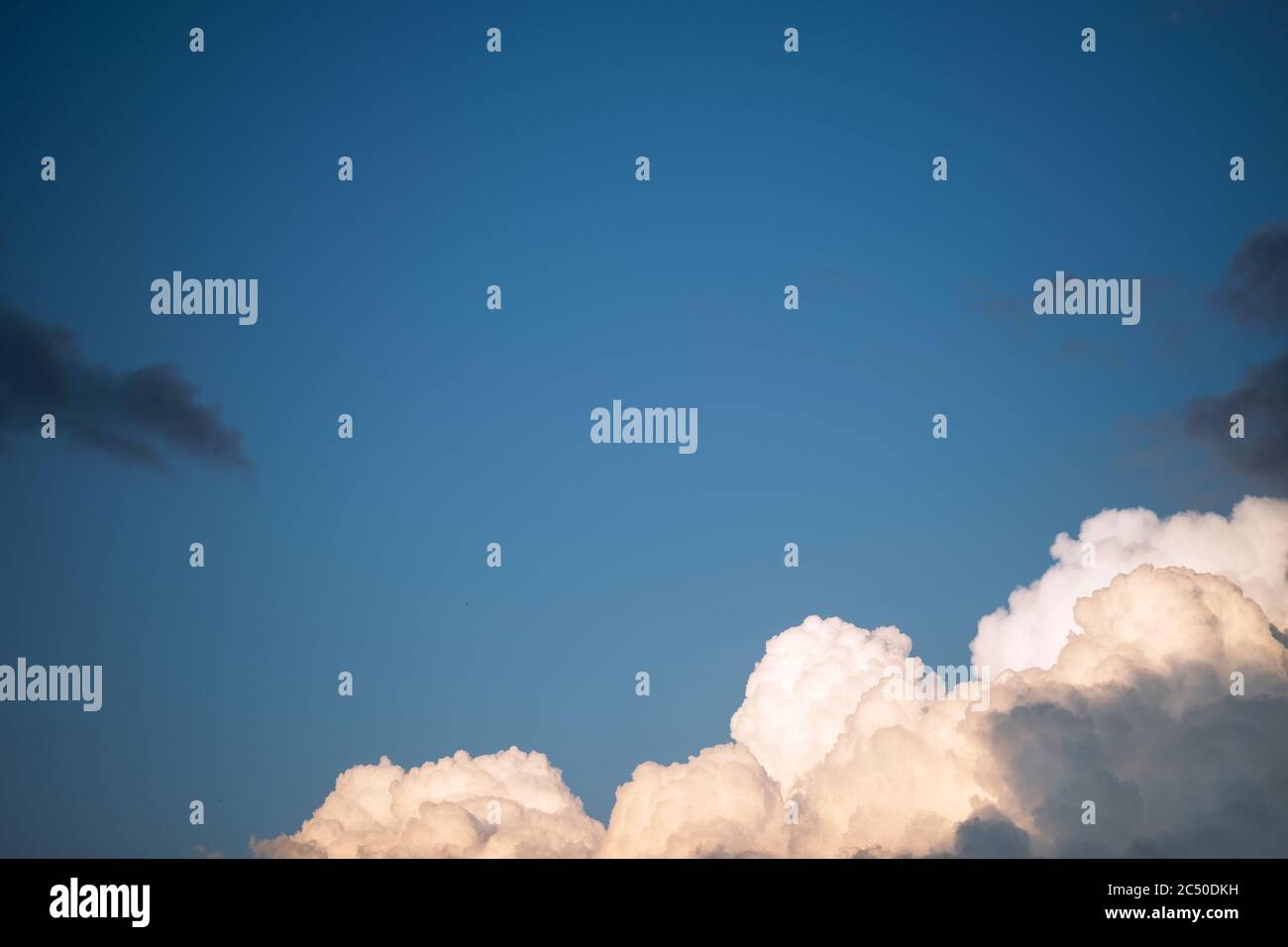 Cumulus Cloudscape su cielo blu e chiaro. Foto Stock