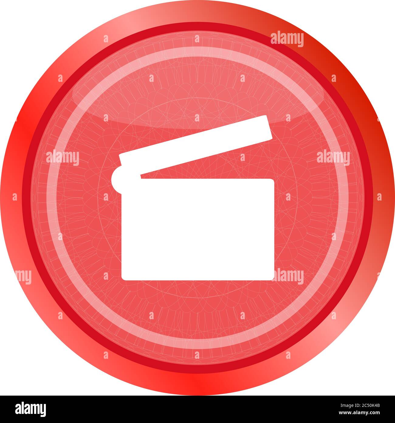 pulsante icona cinema lucido su sfondo bianco. icona cinema lucido Foto Stock