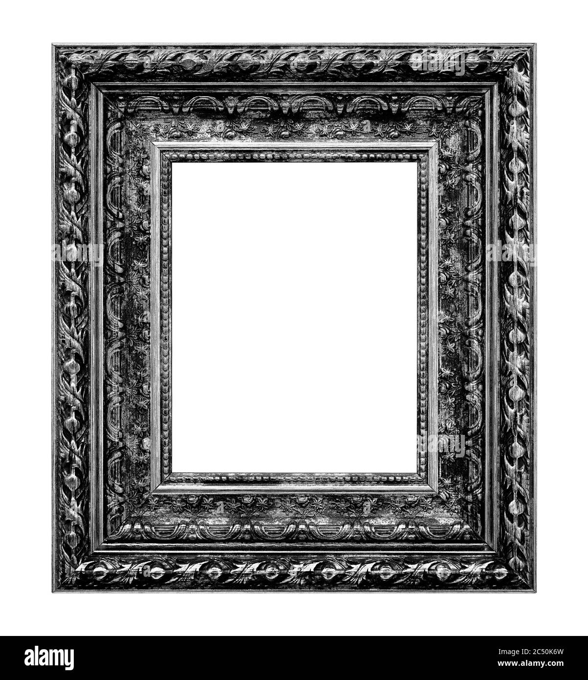 Struttura in stile antico. Cornice fotografica vintage isolata su sfondo bianco. Foto Stock