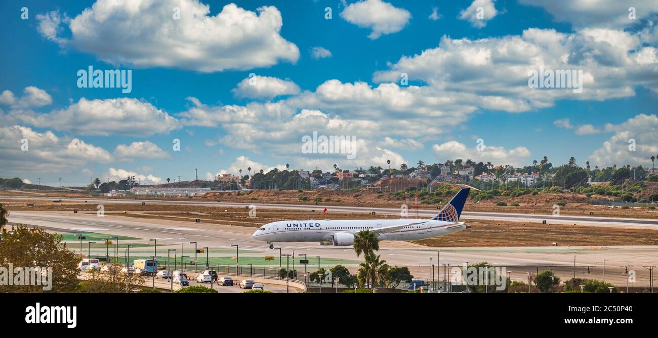 United Airlines Taxi in LAX Foto Stock